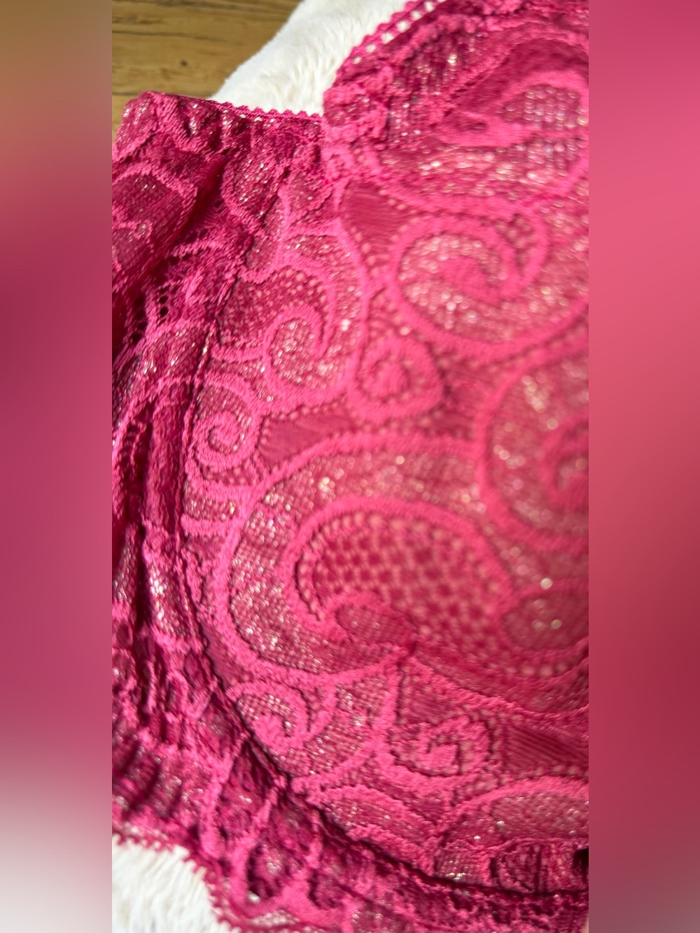 Playtex Lace Underwire Bra in Raspberry - Picture 4 of 16